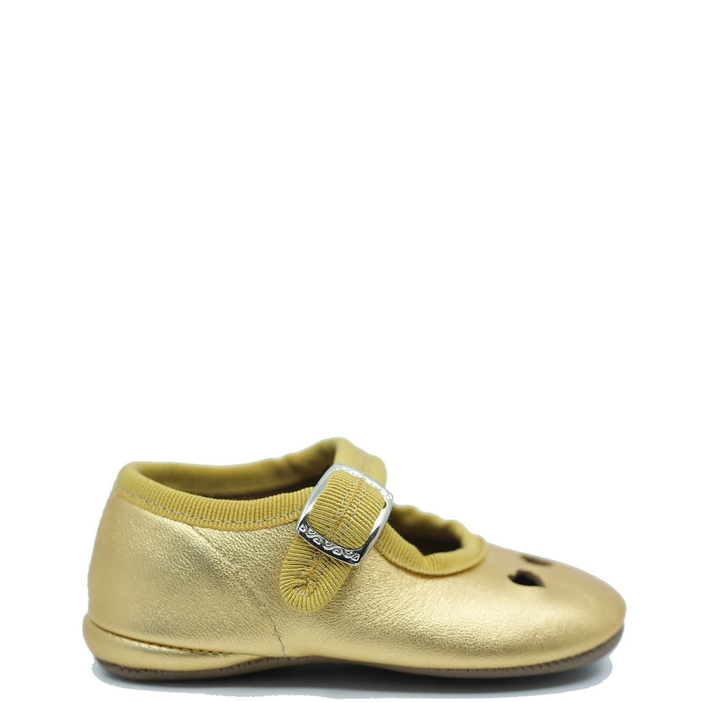 Pepe Gold Heart Cutout Mary Jane-Tassel Children Shoes
