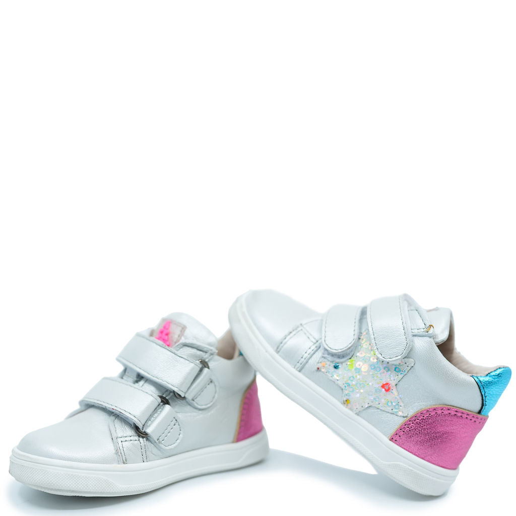 Acebos Gray and Pink Star Baby Sneaker-Tassel Children Shoes