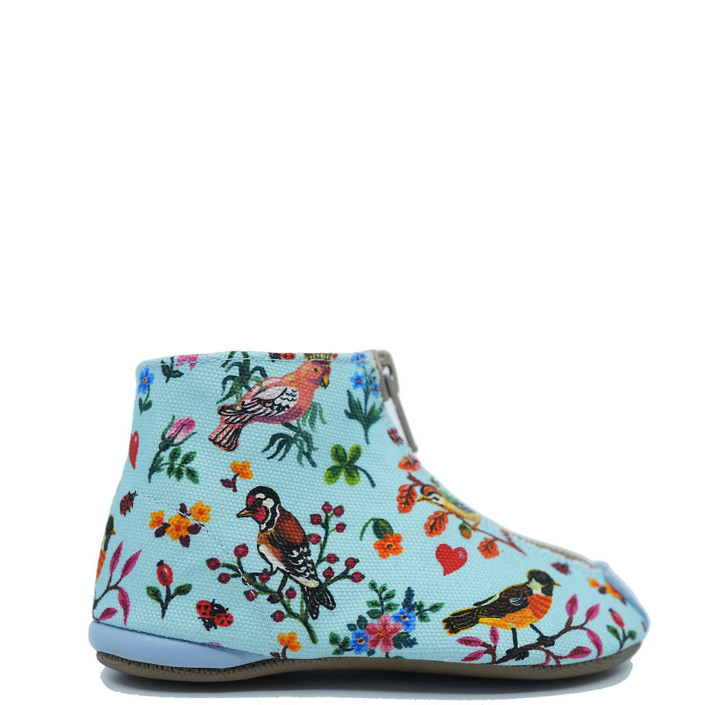 Pepe Turquoise Birds Zipper Bootie-Tassel Children Shoes