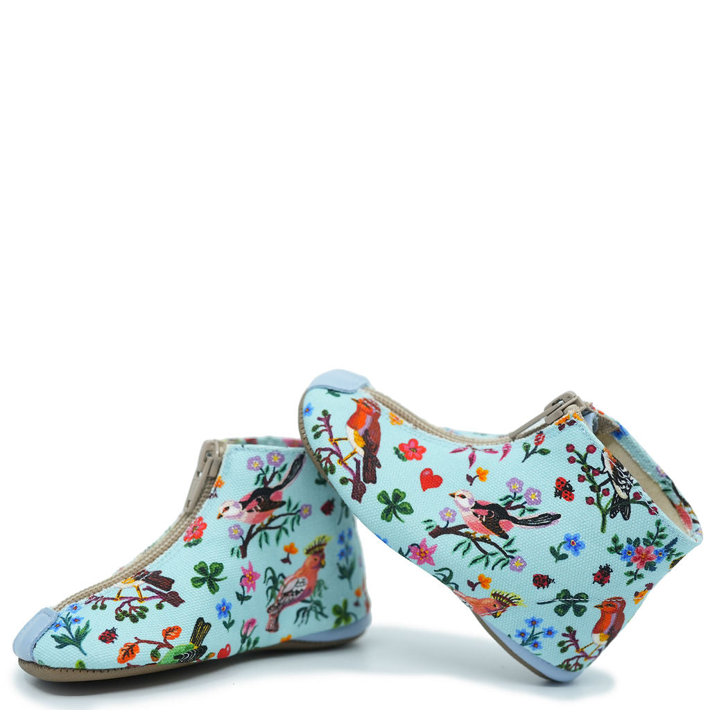 Pepe Turquoise Birds Zipper Bootie-Tassel Children Shoes