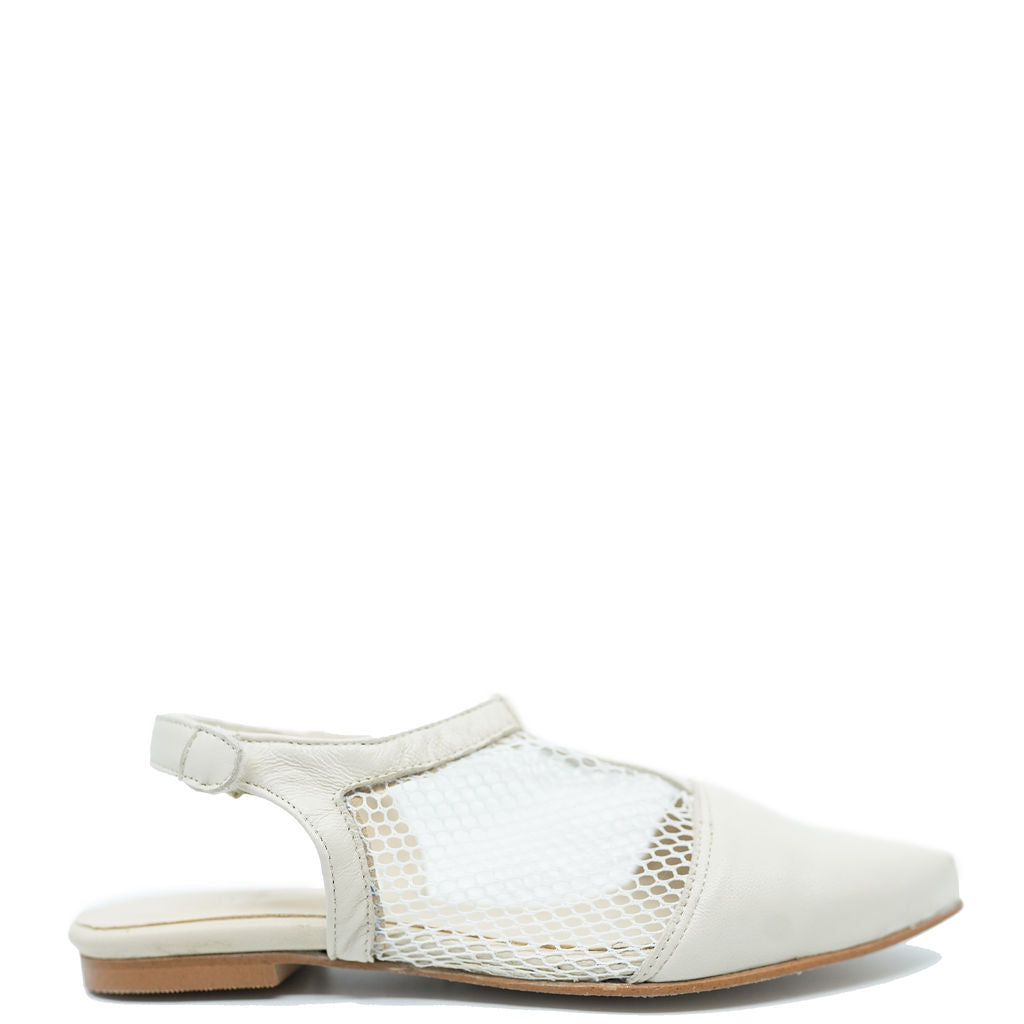 Blublonc Ivory Mesh Mule-Tassel Children Shoes