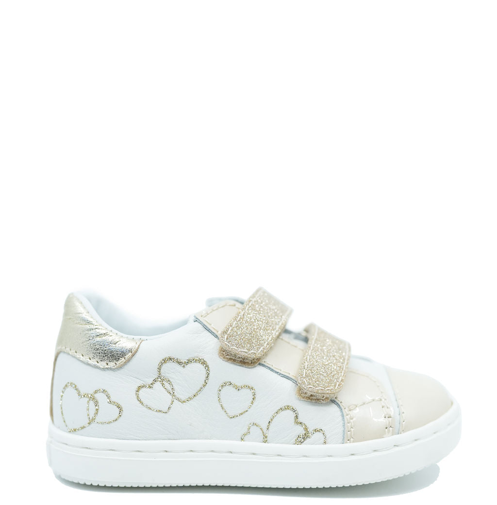 Beberlis White and Gold Heart Baby Sneaker-Tassel Children Shoes