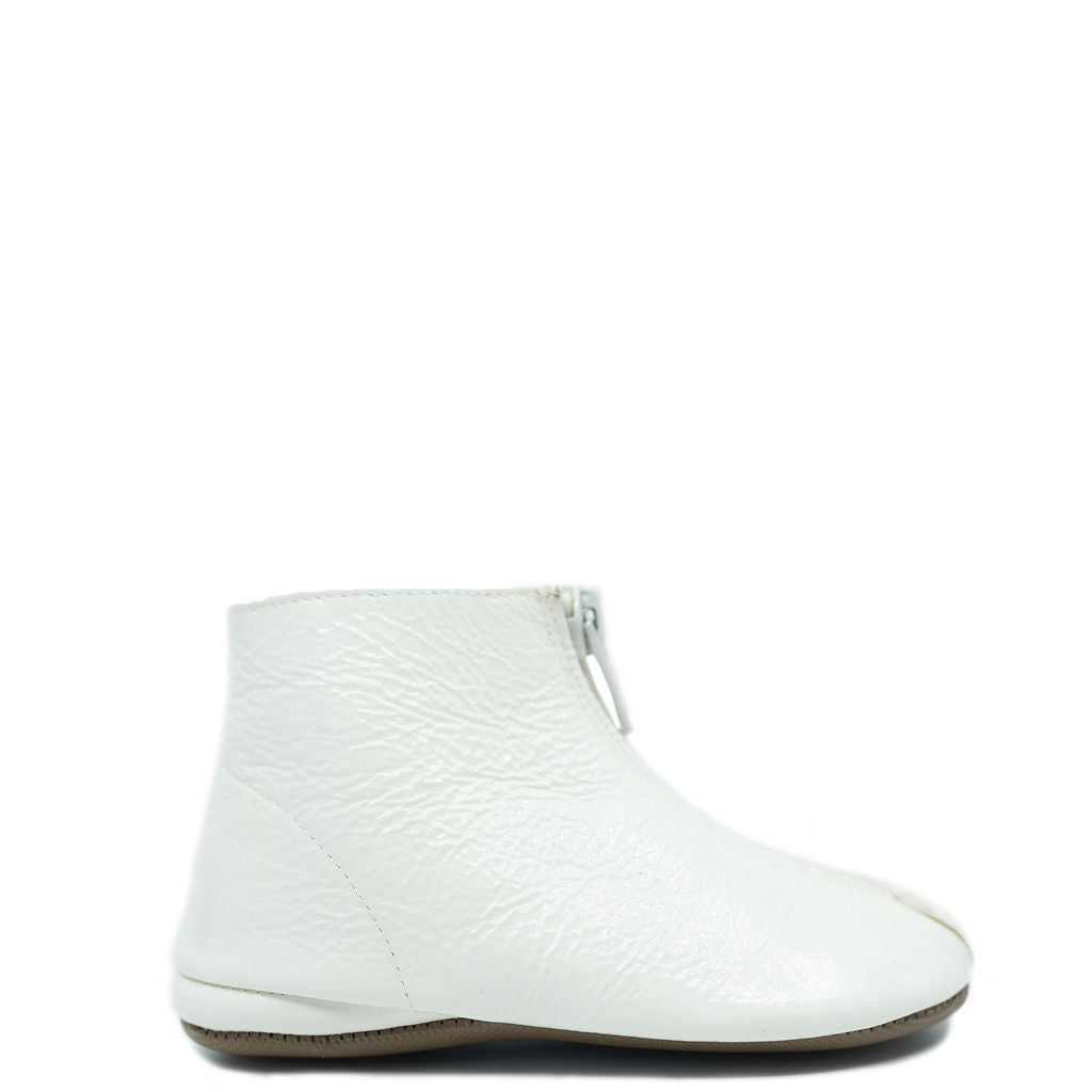 Pepe Ivory Patent Zipper Baby Bootie-Tassel Children Shoes