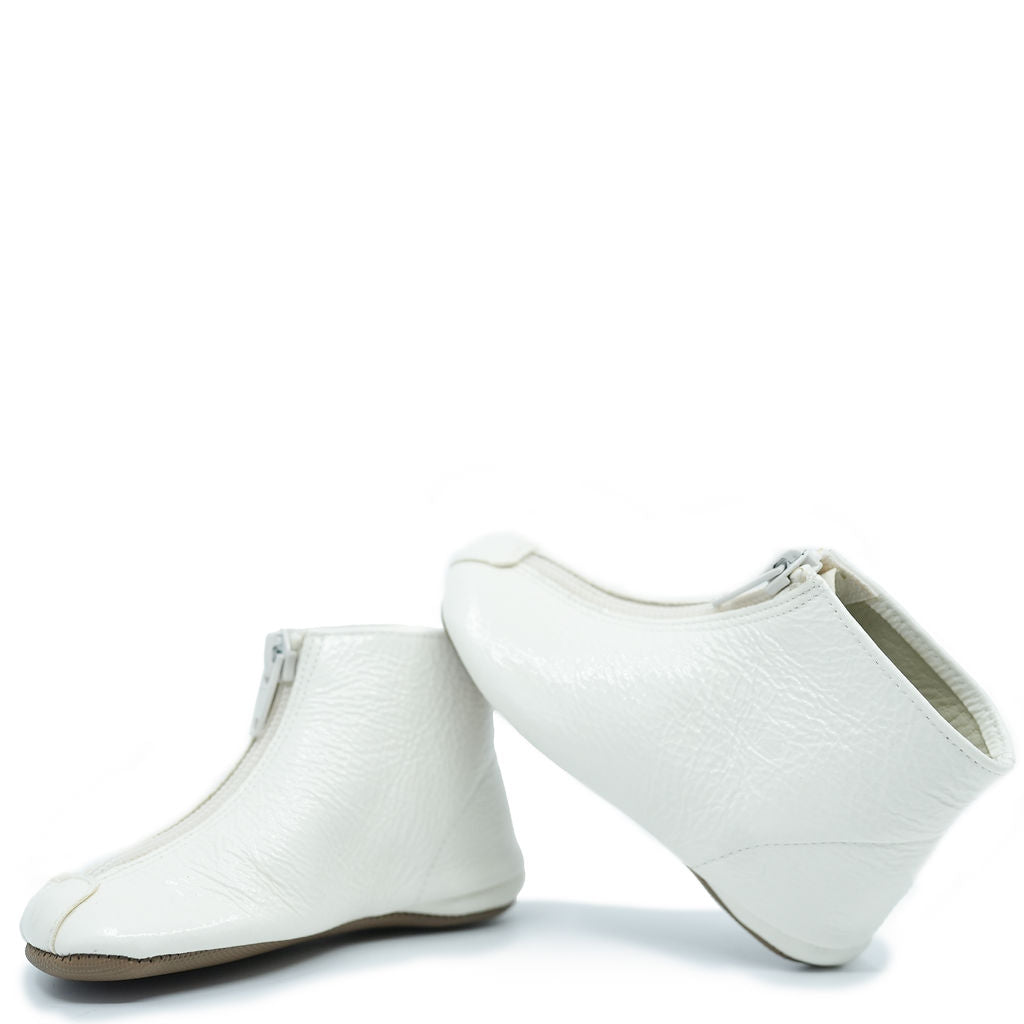 Pepe Ivory Patent Zipper Baby Bootie-Tassel Children Shoes