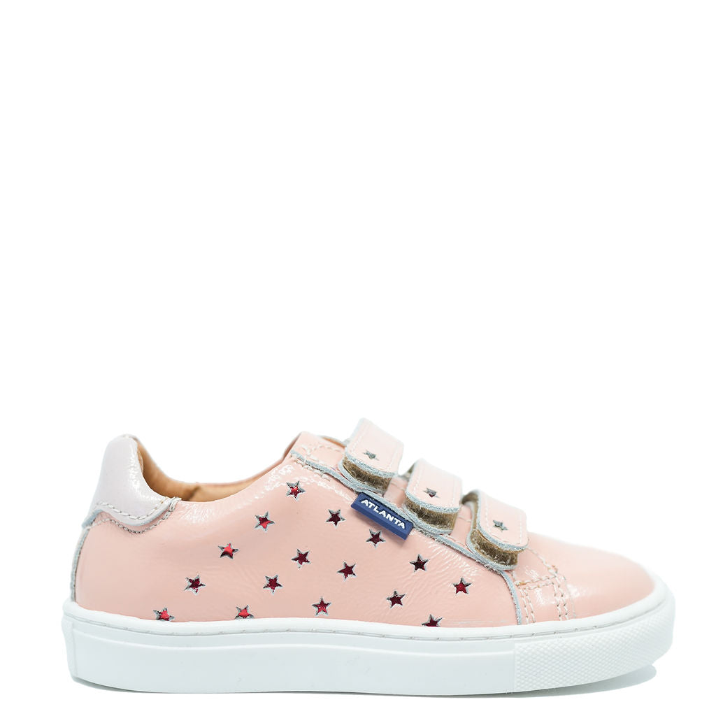 Atlanta Mocassin Salmon Patent Star Velcro Sneaker-Tassel Children Shoes