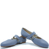 Blublonc Pale Blue Chain Elastic Mary Jane-Tassel Children Shoes