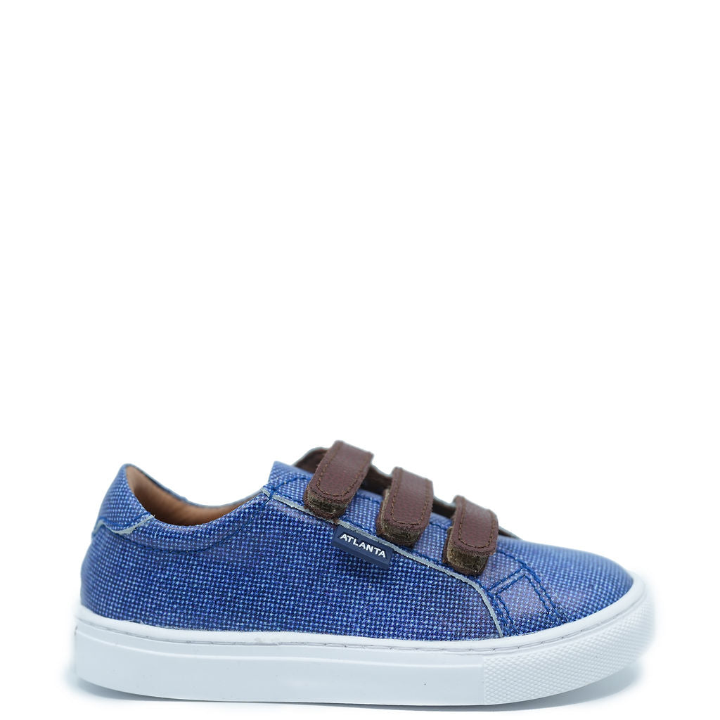 Atlanta Mocassin Denim Triple Velcro Sneaker-Tassel Children Shoes