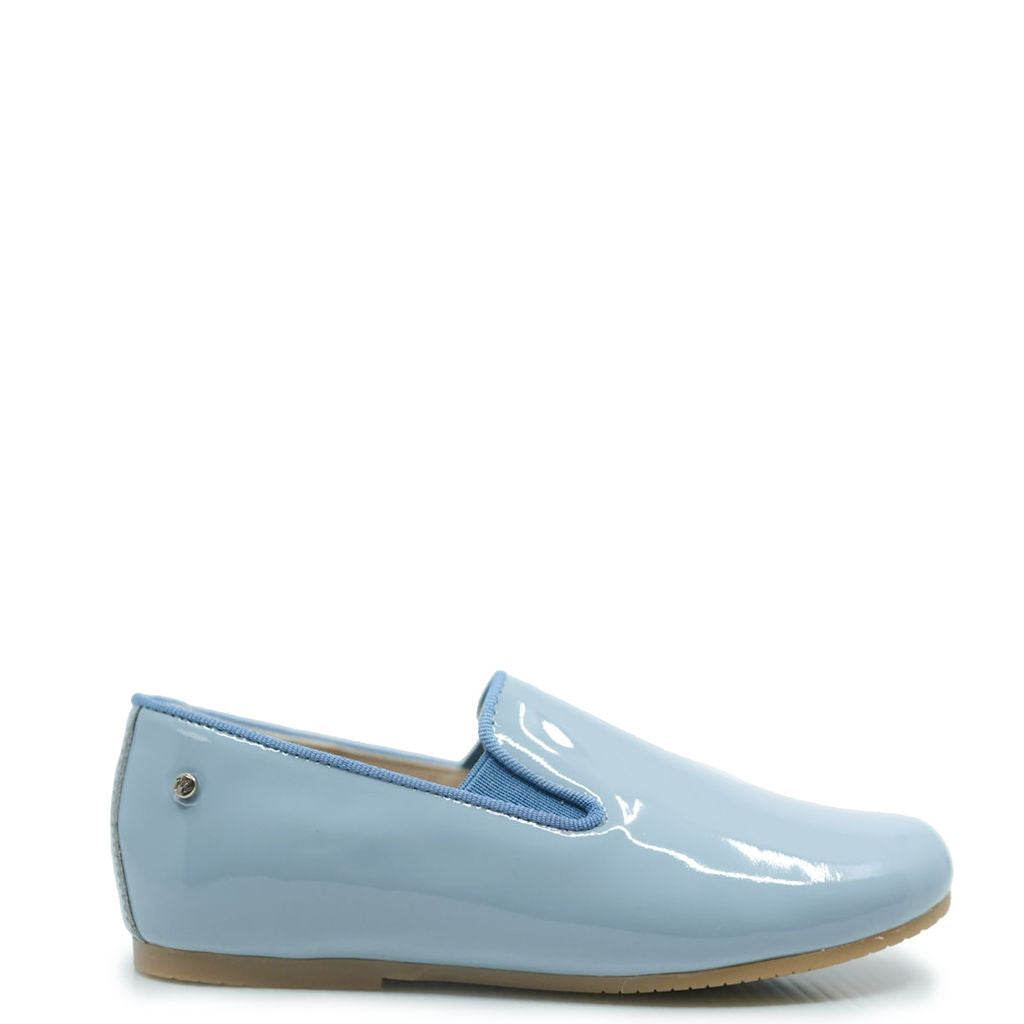 Manuela Sky Blue Patent Smoking Loafer-Tassel Children Shoes