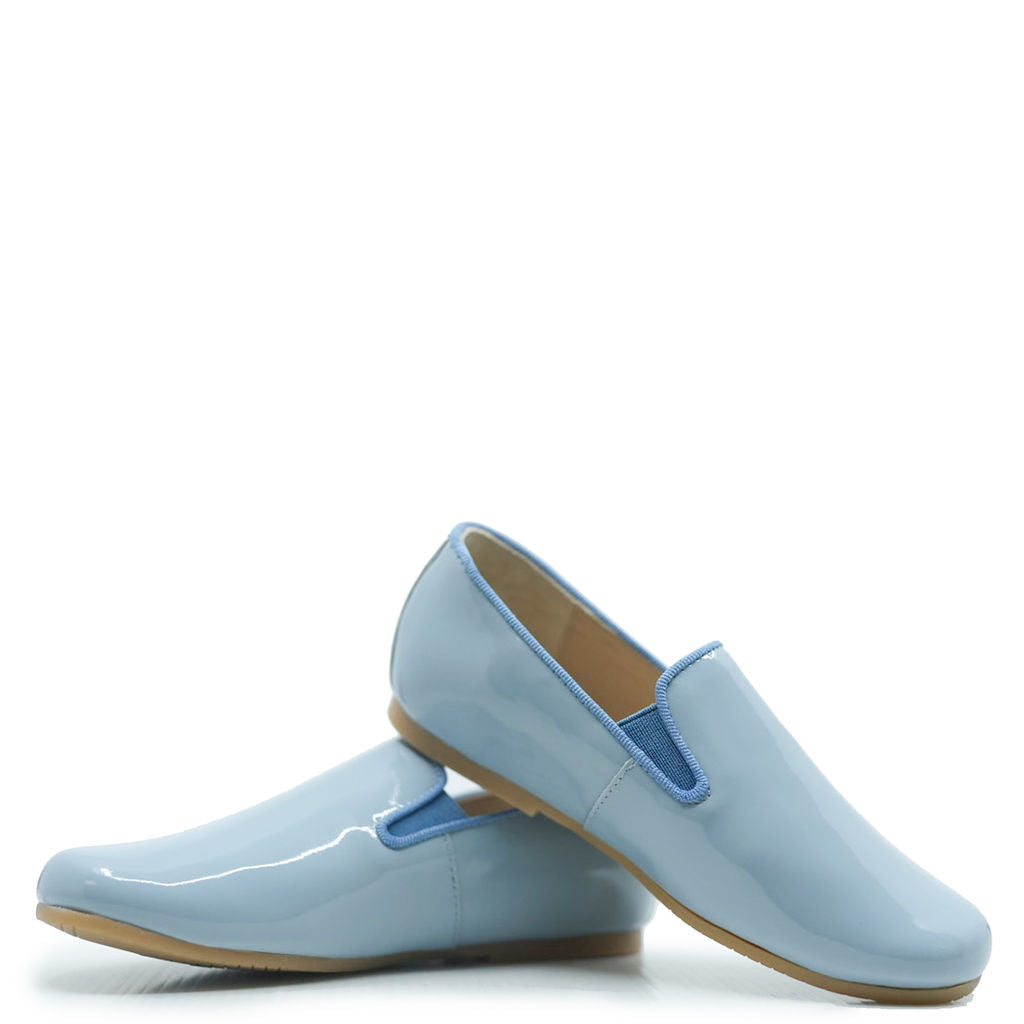 Manuela Sky Blue Patent Smoking Loafer-Tassel Children Shoes