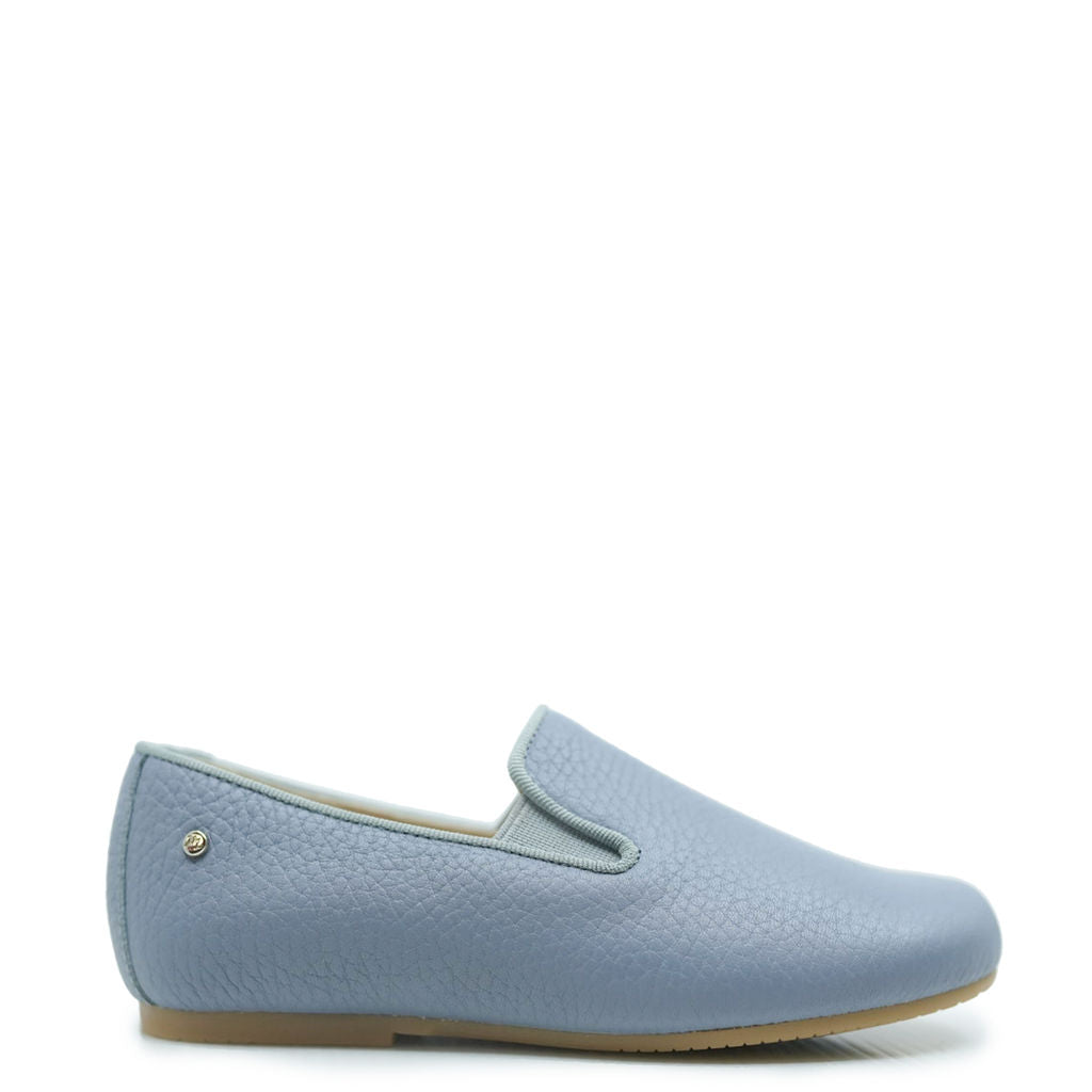 Manuela Pale Blue Pebbled Smoking Loafer-Tassel Children Shoes