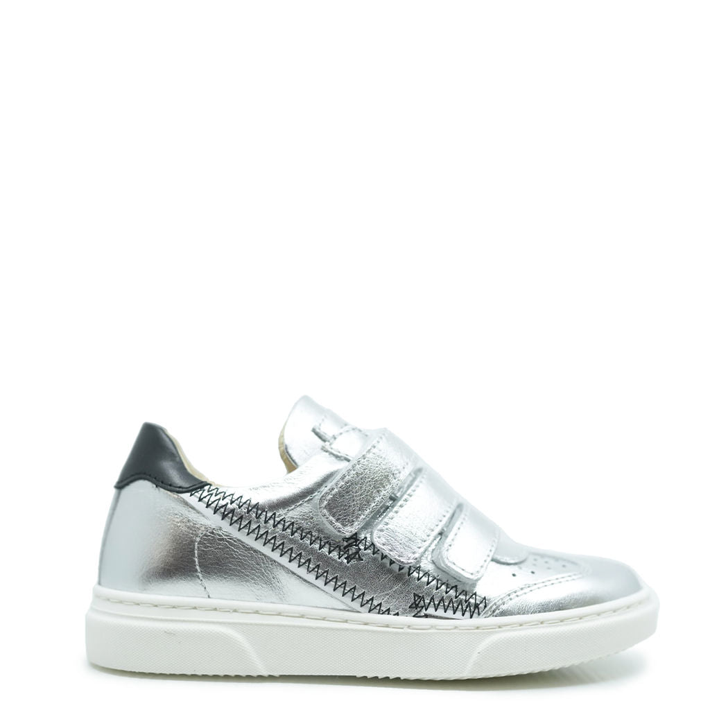 Blublonc Silver and Black Lightning Sneaker-Tassel Children Shoes