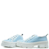 Blublonc Sky Blue Patent Chunky Sneaker-Tassel Children Shoes