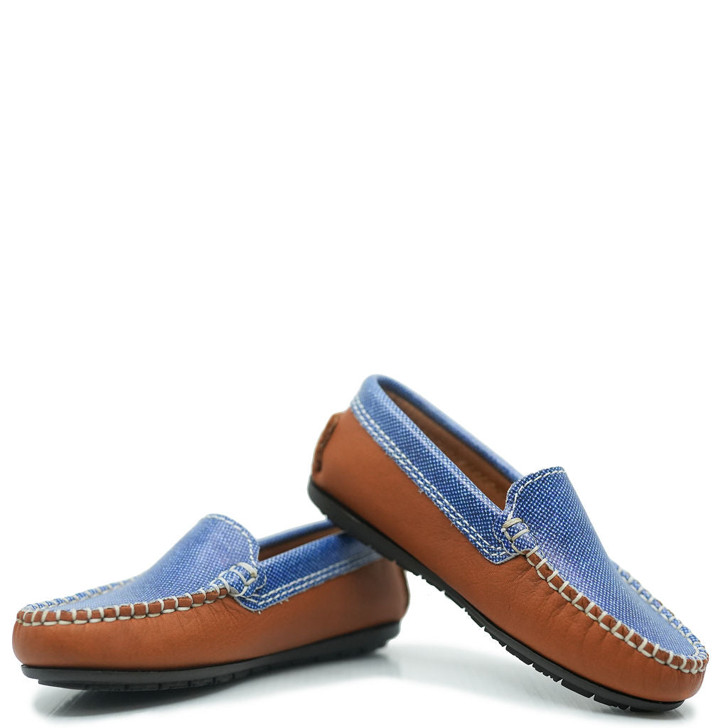 Atlanta Mocassin Denim and Camel Loafer-Tassel Children Shoes