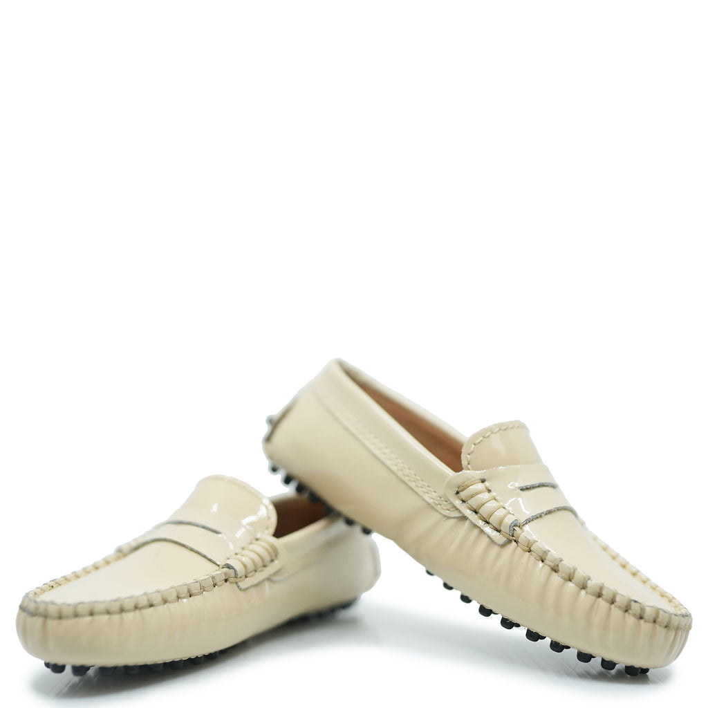 Atlanta Mocassin Beige Patent Driving Loafer-Tassel Children Shoes