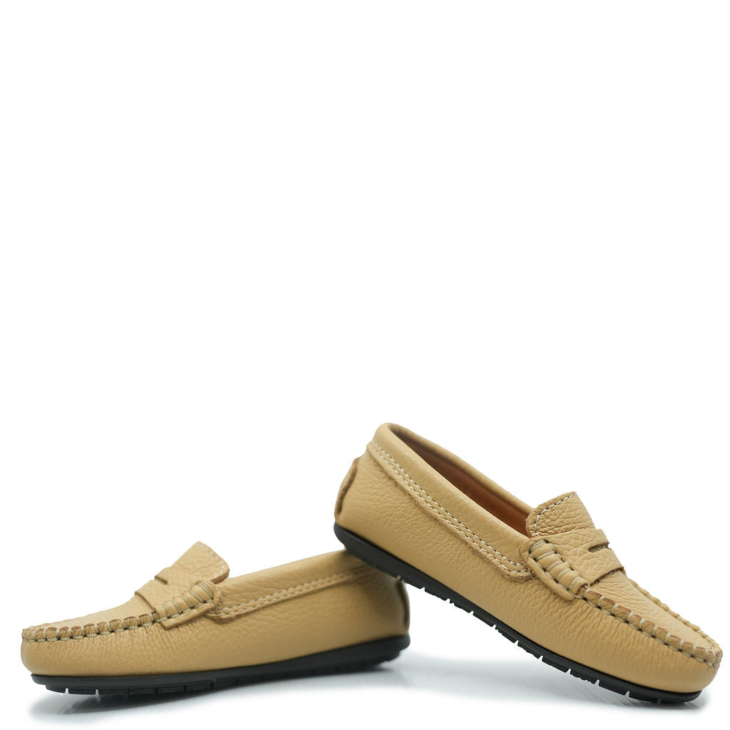 Atlanta Mocassin Beige Pebbled Penny Loafer-Tassel Children Shoes
