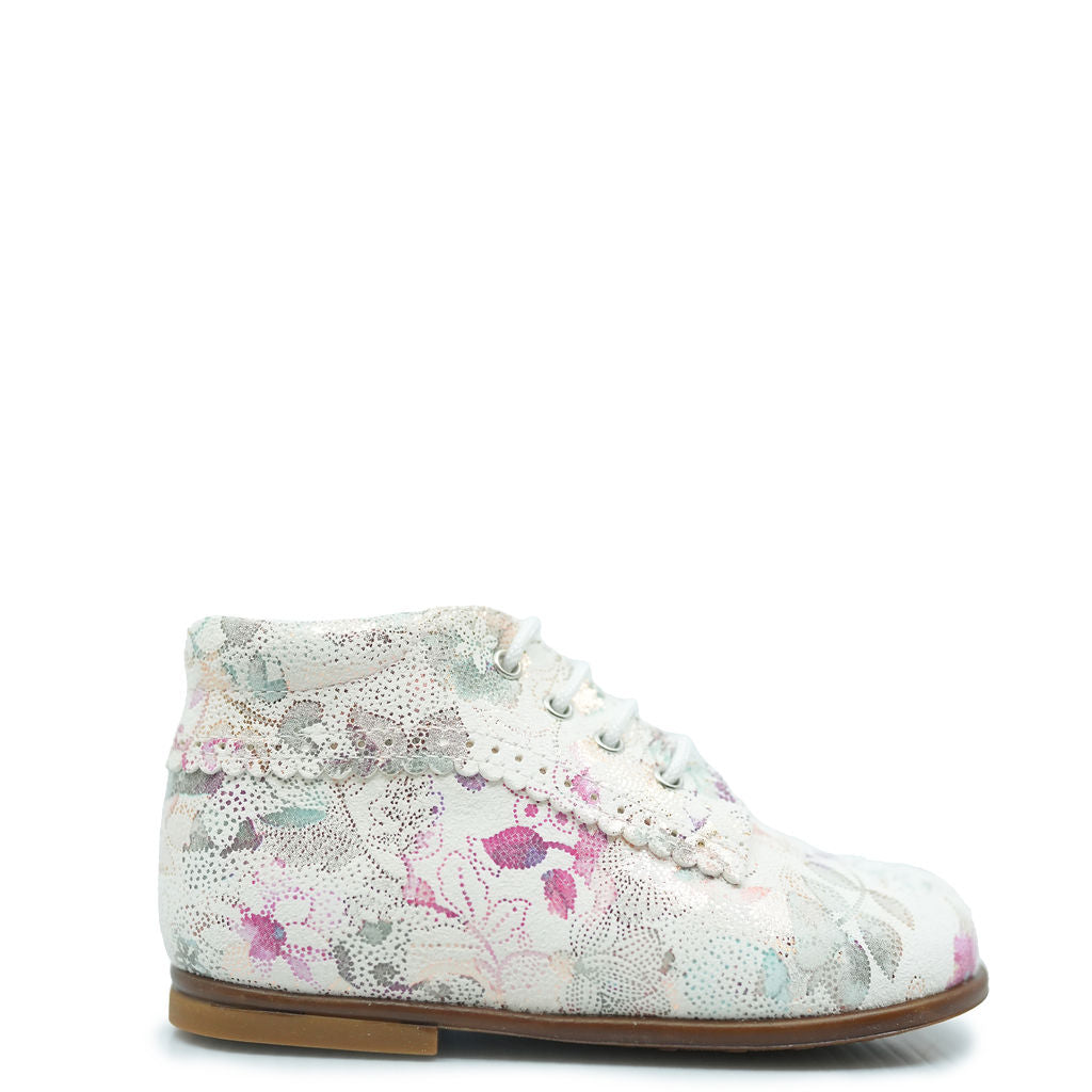 Beberlis Metallic Floral Scalloped Baby Bootie-Tassel Children Shoes