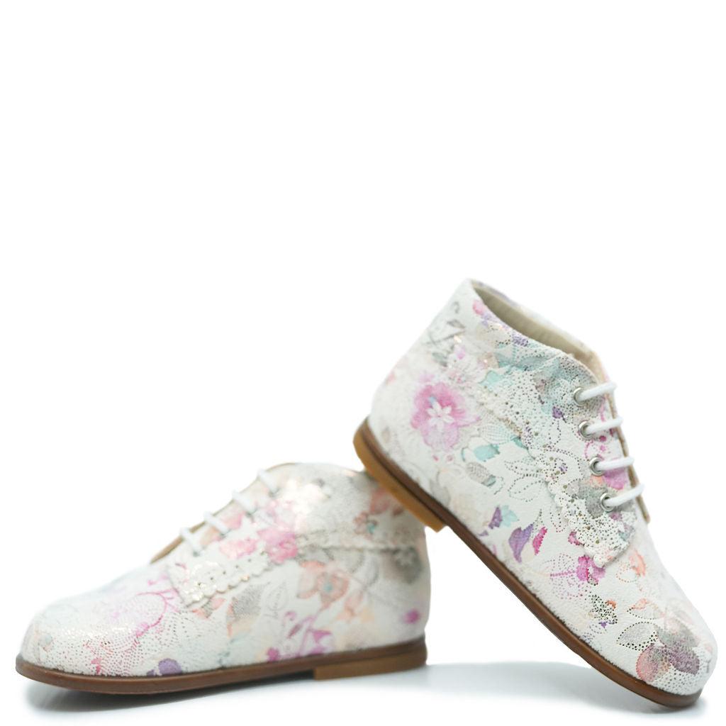 Beberlis Metallic Floral Scalloped Baby Bootie-Tassel Children Shoes