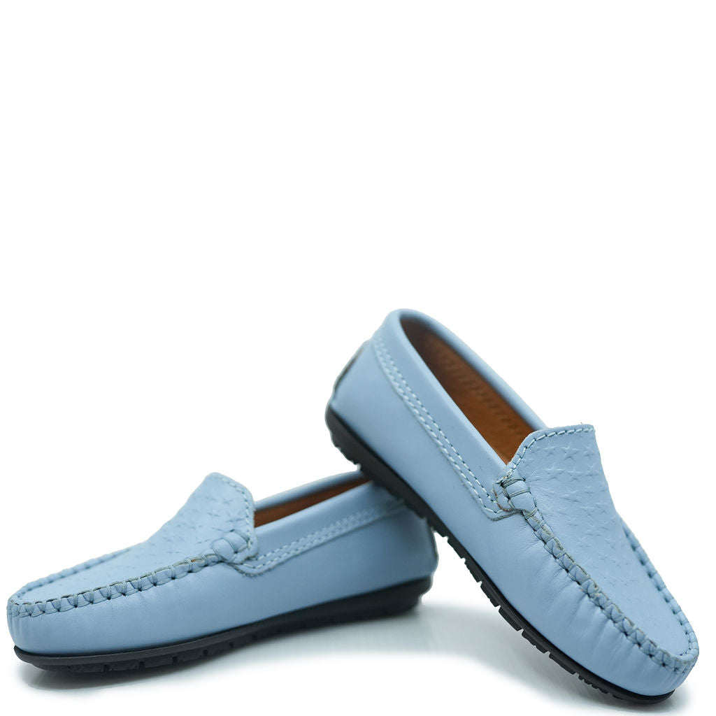 Atlanta Mocassin Sky Blue Stamped Penny Loafer-Tassel Children Shoes