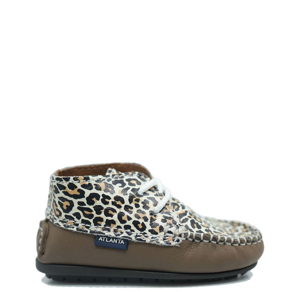 Atlanta Mocassin Taupe Leopard Baby Bootie-Tassel Children Shoes