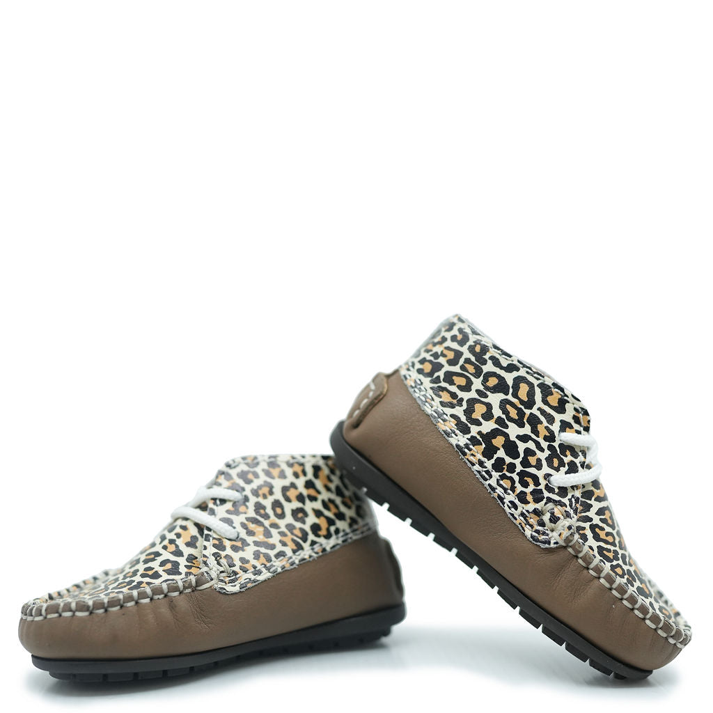 Atlanta Mocassin Taupe Leopard Baby Bootie-Tassel Children Shoes