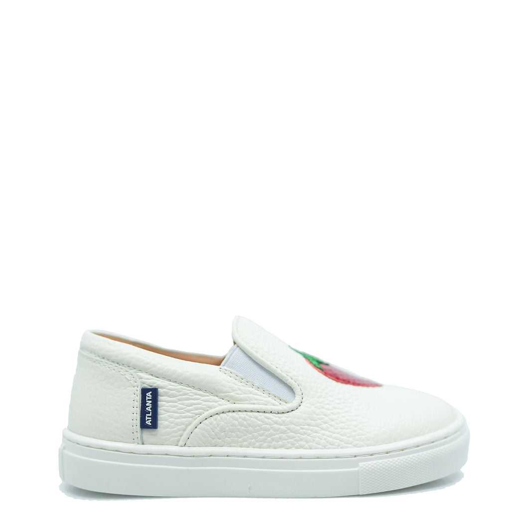 Atlanta Mocassin White Pebbled Fruit Slip On Sneaker-Tassel Children Shoes
