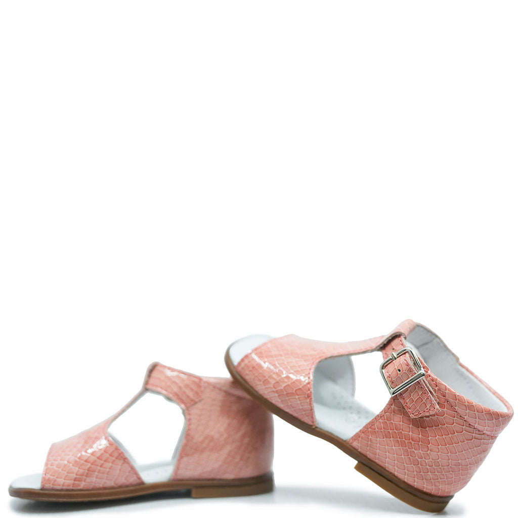 Beberlis Salmon Patent T Strap Baby Sandal-Tassel Children Shoes