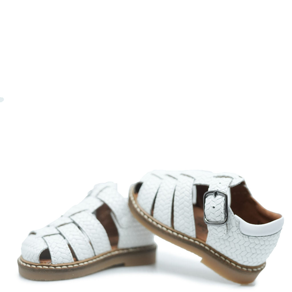 Atlanta Mocassin White Braided Gladiator Baby Sandal-Tassel Children Shoes