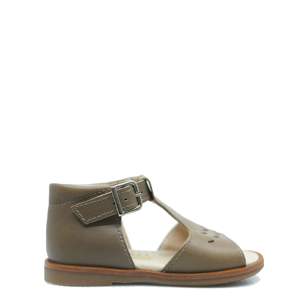 Beberlis Taupe Perforated Baby Sandal-Tassel Children Shoes