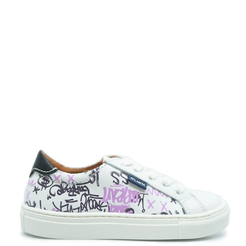 Atlanta Mocassin Grafitti Print Lace Up Sneaker-Tassel Children Shoes