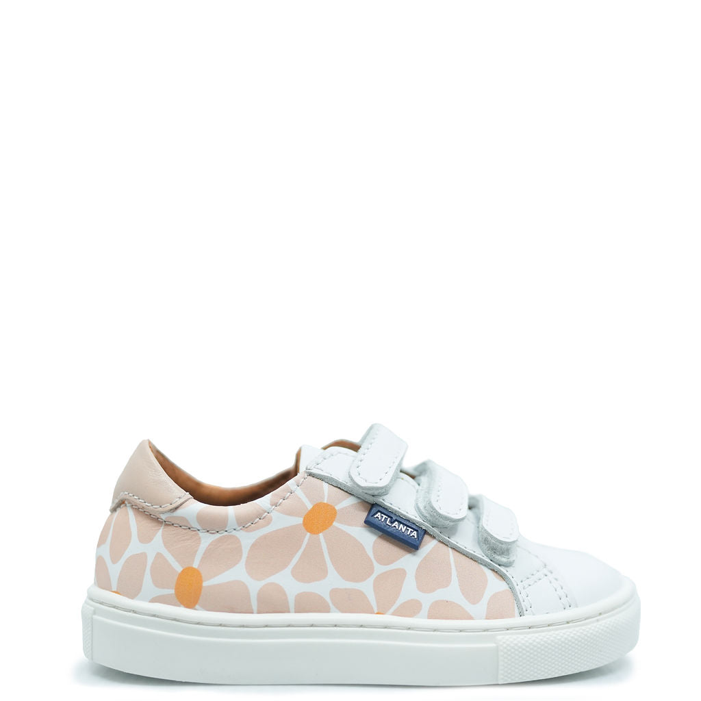 Atlanta Mocassin Salmon Flower Print Velcro Sneaker-Tassel Children Shoes