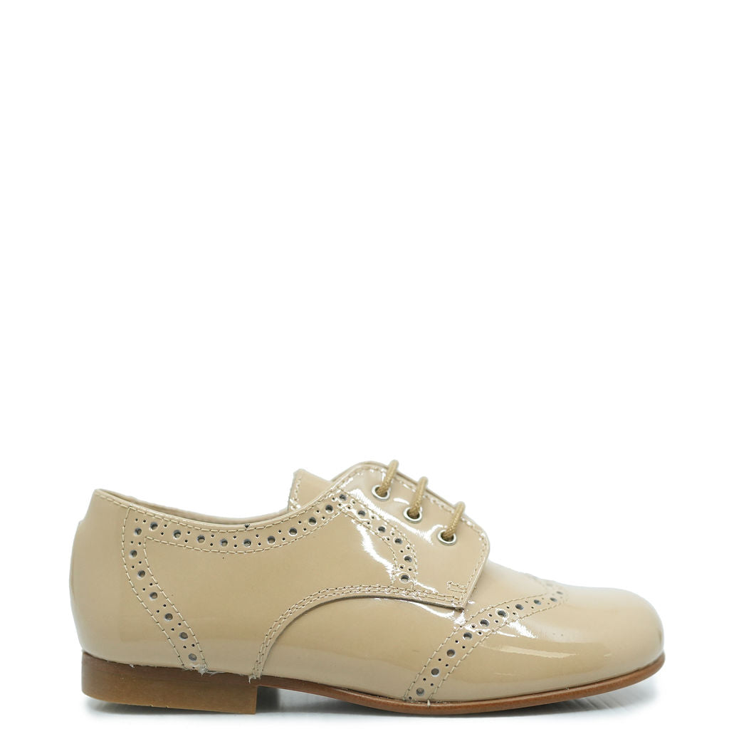 Beberlis Beige Patent Wingtip Oxford-Tassel Children Shoes