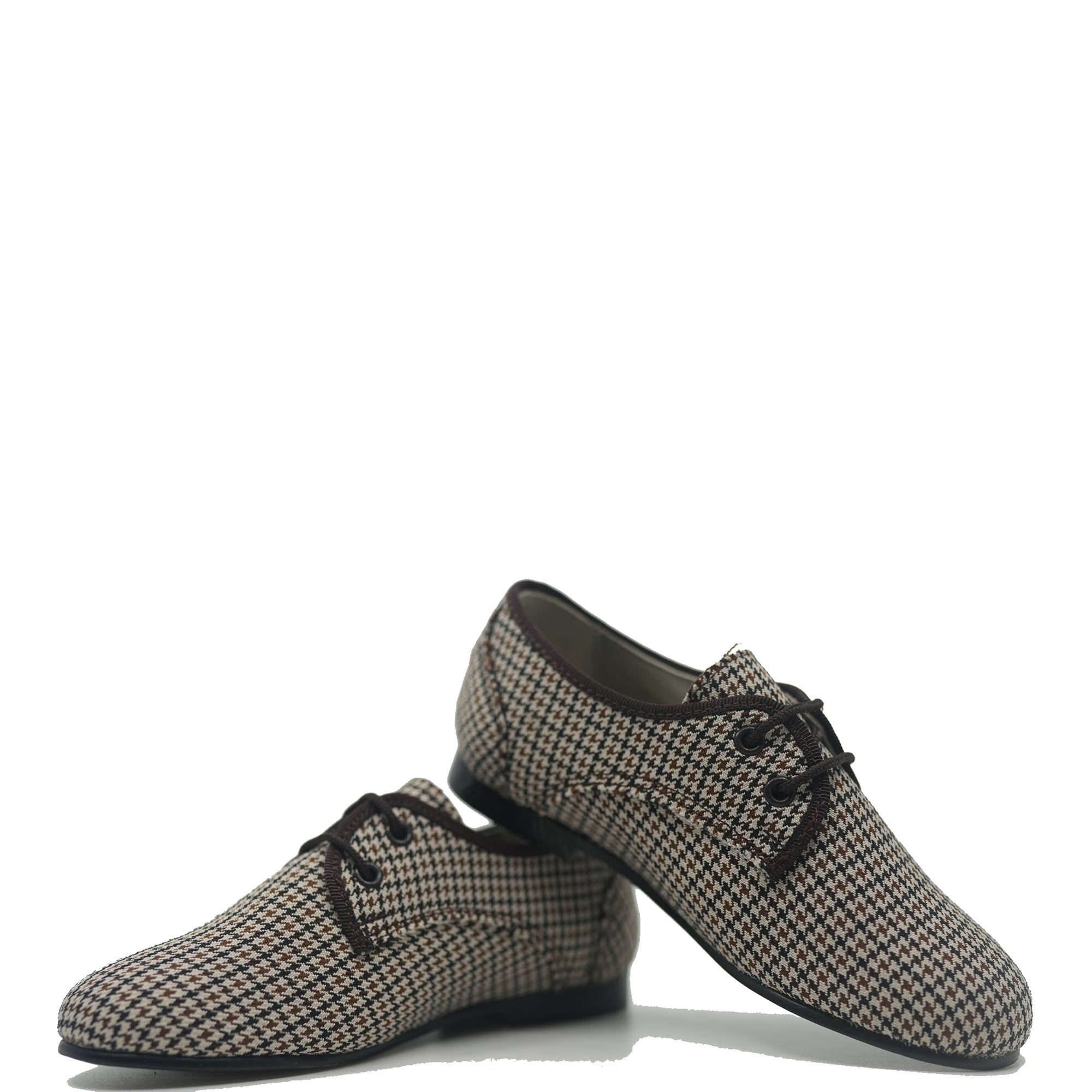 LMDI Brown Houndstooth Derby-Tassel Children Shoes