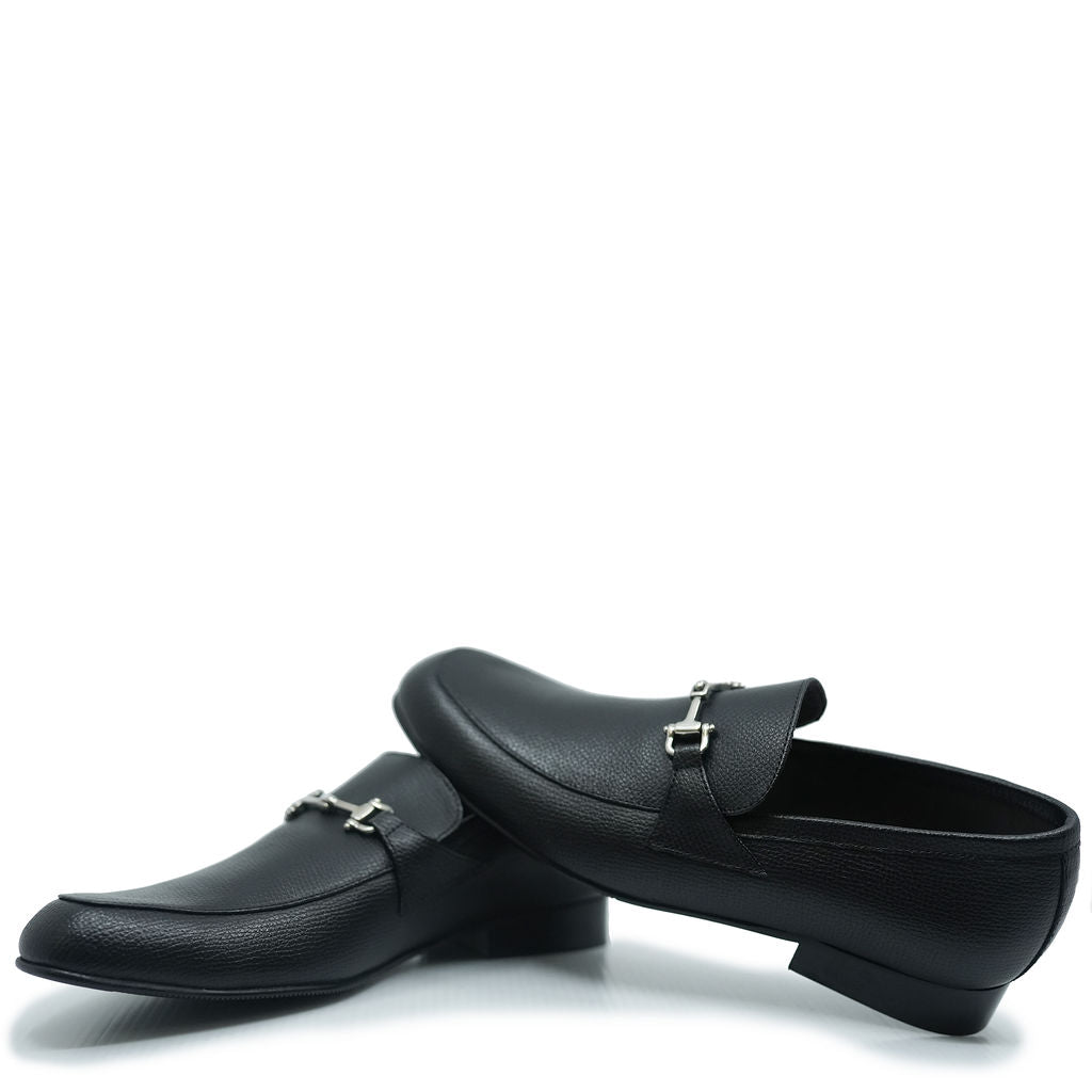 Atlanta Mocassin Black Grain Buckle Dress Shoe-Tassel Children Shoes