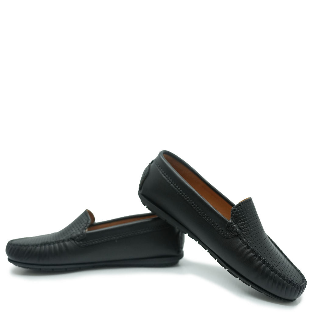 Atlanta Mocassin Black Stamped Loafer-Tassel Children Shoes
