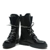 Karl Largerfeld Black Patent Combat Boot-Tassel Children Shoes