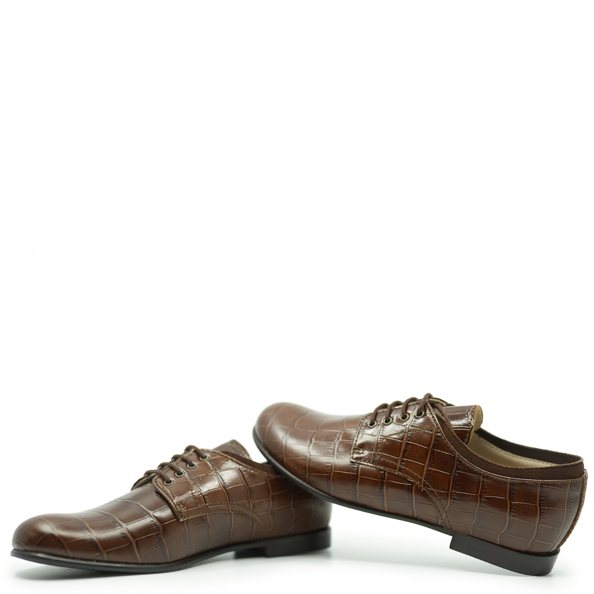 Beberlis Cognac Croc Derby-Tassel Children Shoes