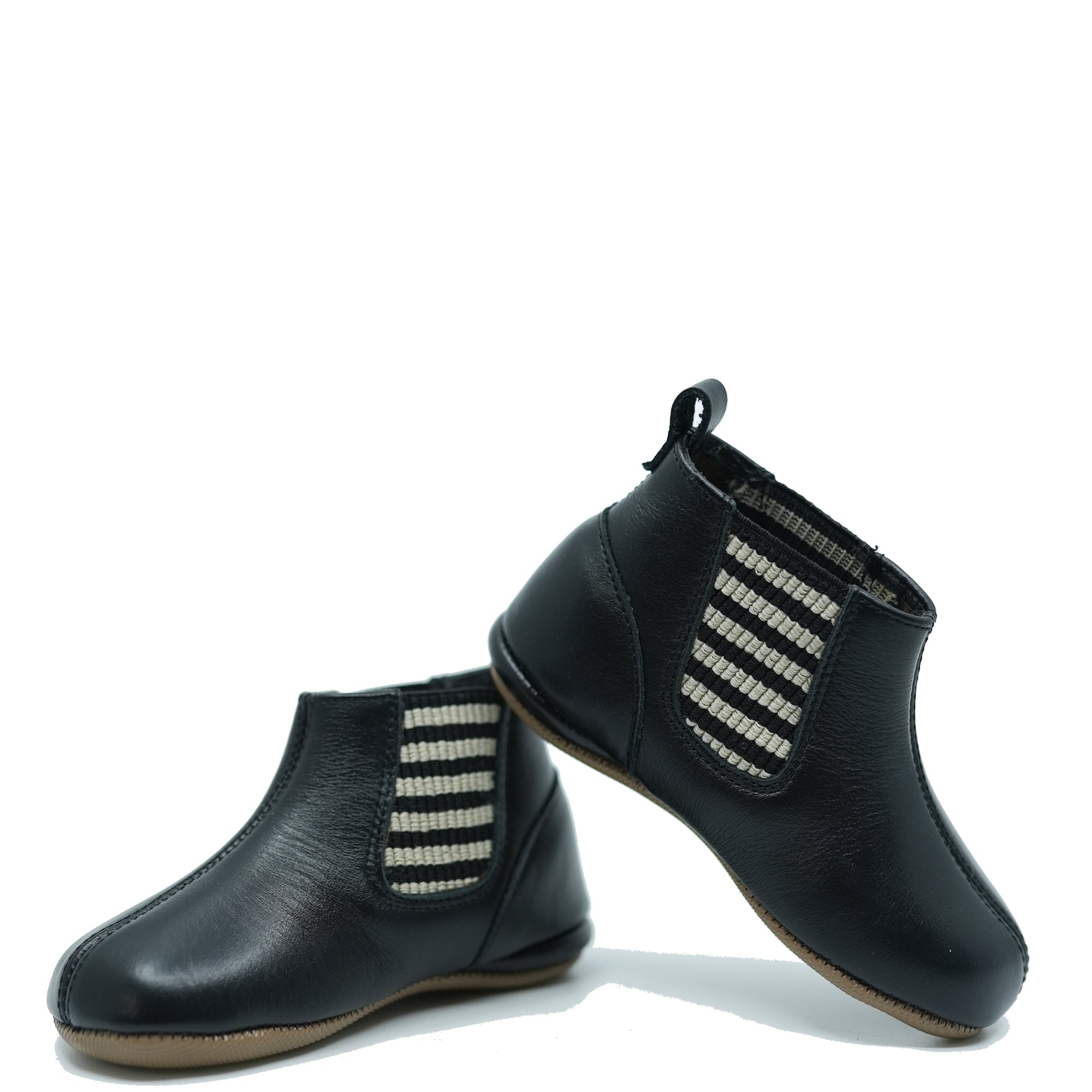 Pepe Black Leather Elastic Bootie-Tassel Children Shoes