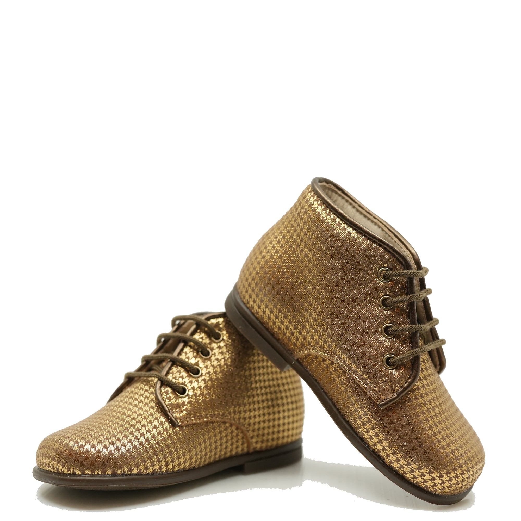 Beberlis Bronze Houndstooth Baby Bootie-Tassel Children Shoes