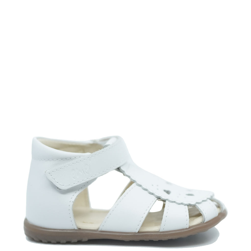 Emel White Heart Cutout Closed Toe Baby Sandal-Tassel Children Shoes