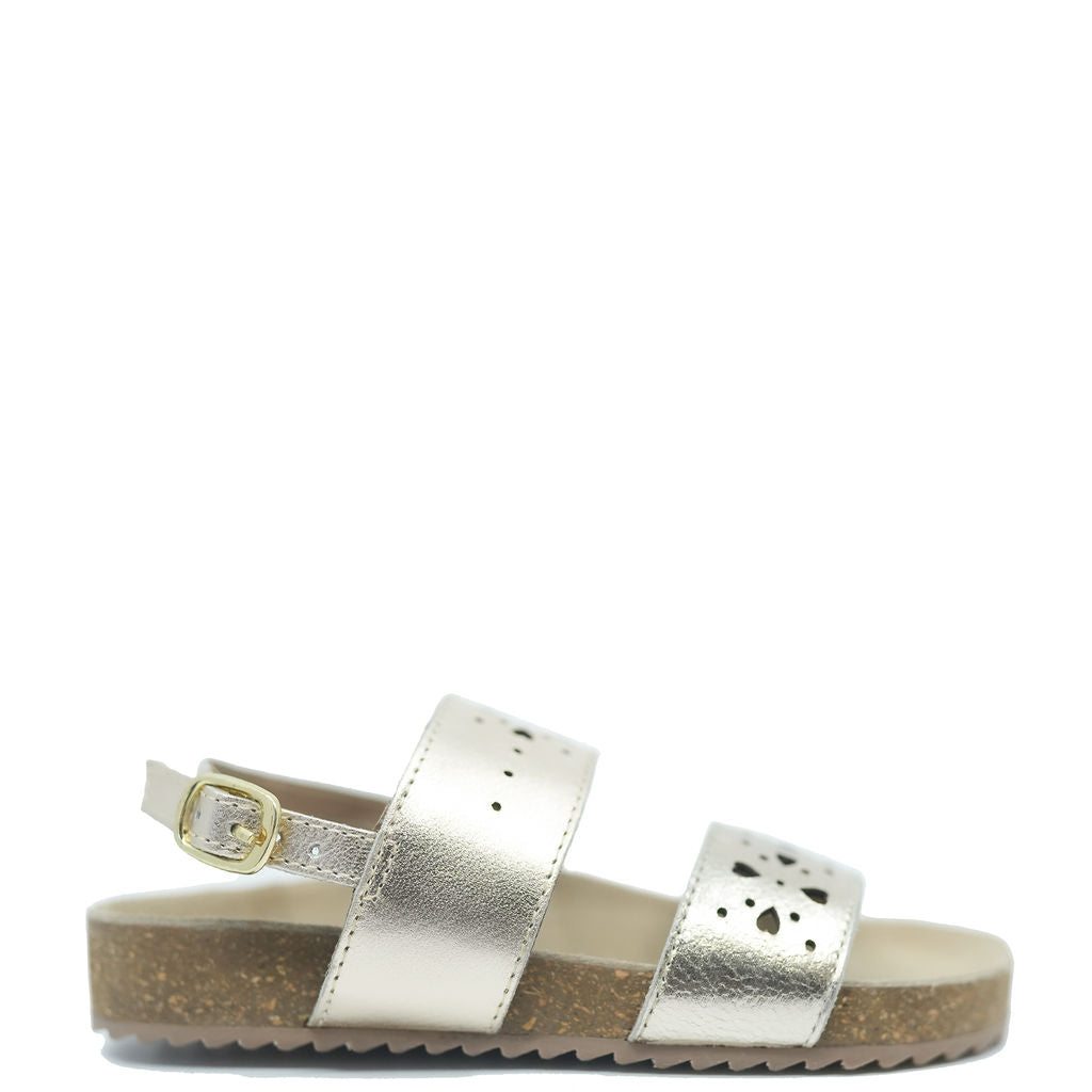 Bonton Champagne Perforated Sandal-Tassel Children Shoes