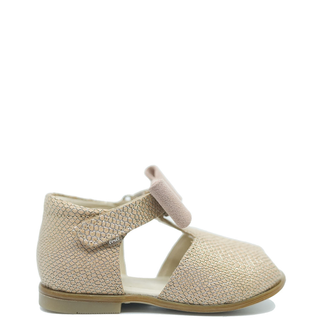 Emel Pink Snake Bow Baby Sandal-Tassel Children Shoes