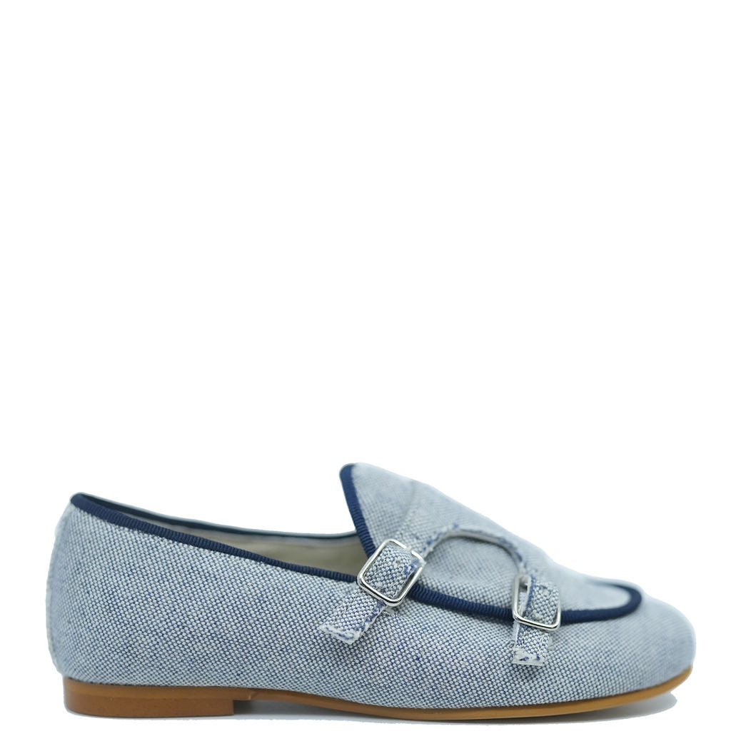 Sonatina Marino Linen Double Monk Loafer-Tassel Children Shoes