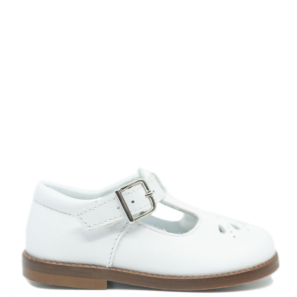 Beberlis White Perforated T Strap Baby Shoe-Tassel Children Shoes