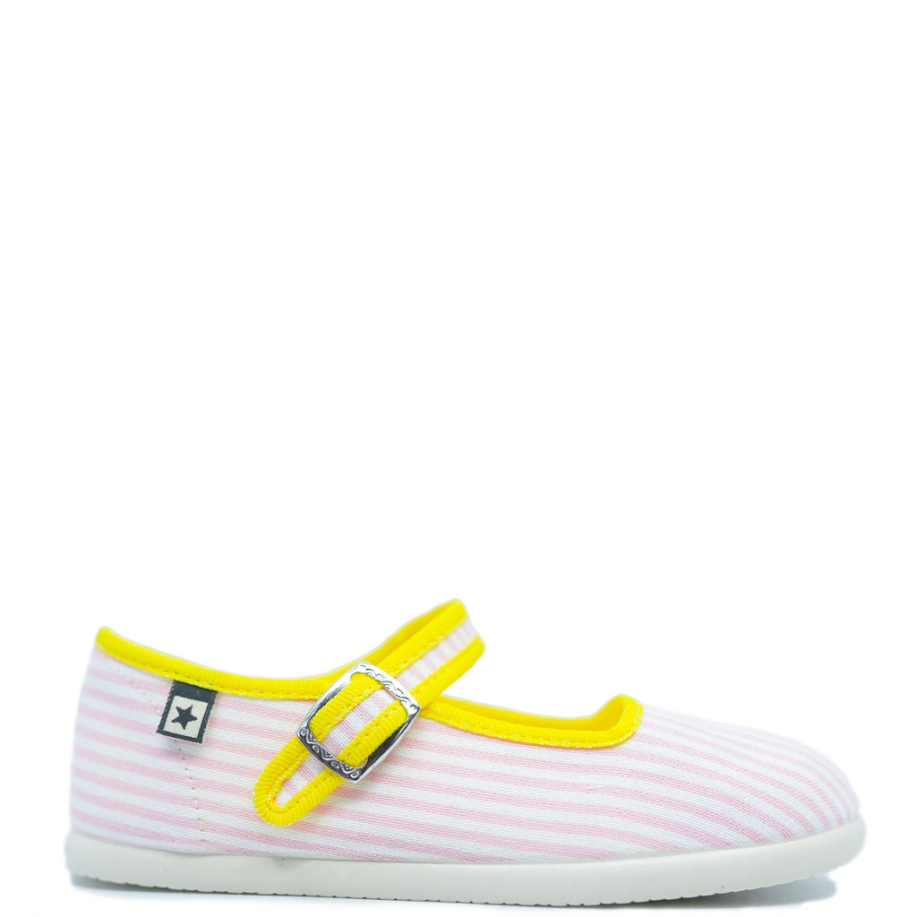Bonton Pink Stripe Mary Jane-Tassel Children Shoes