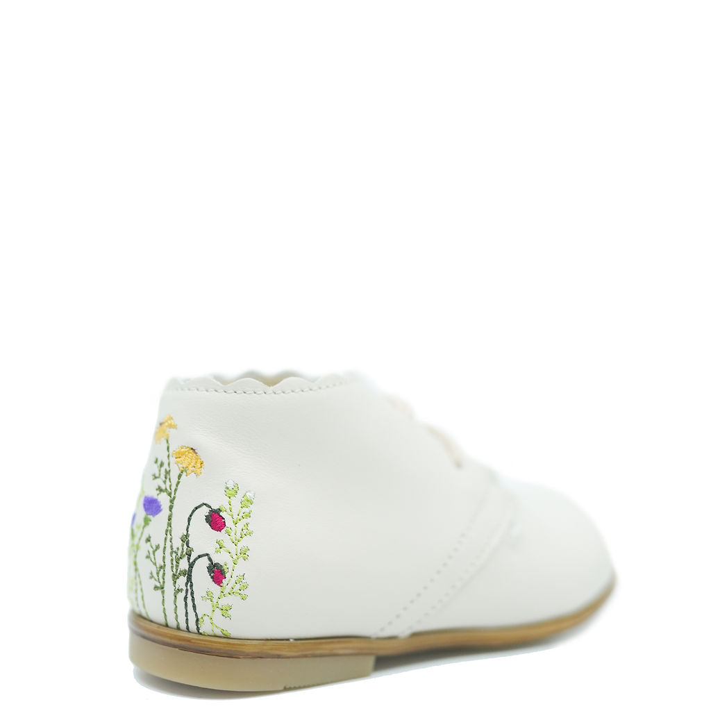 Emel Off White Embroidered Baby Bootie-Tassel Children Shoes