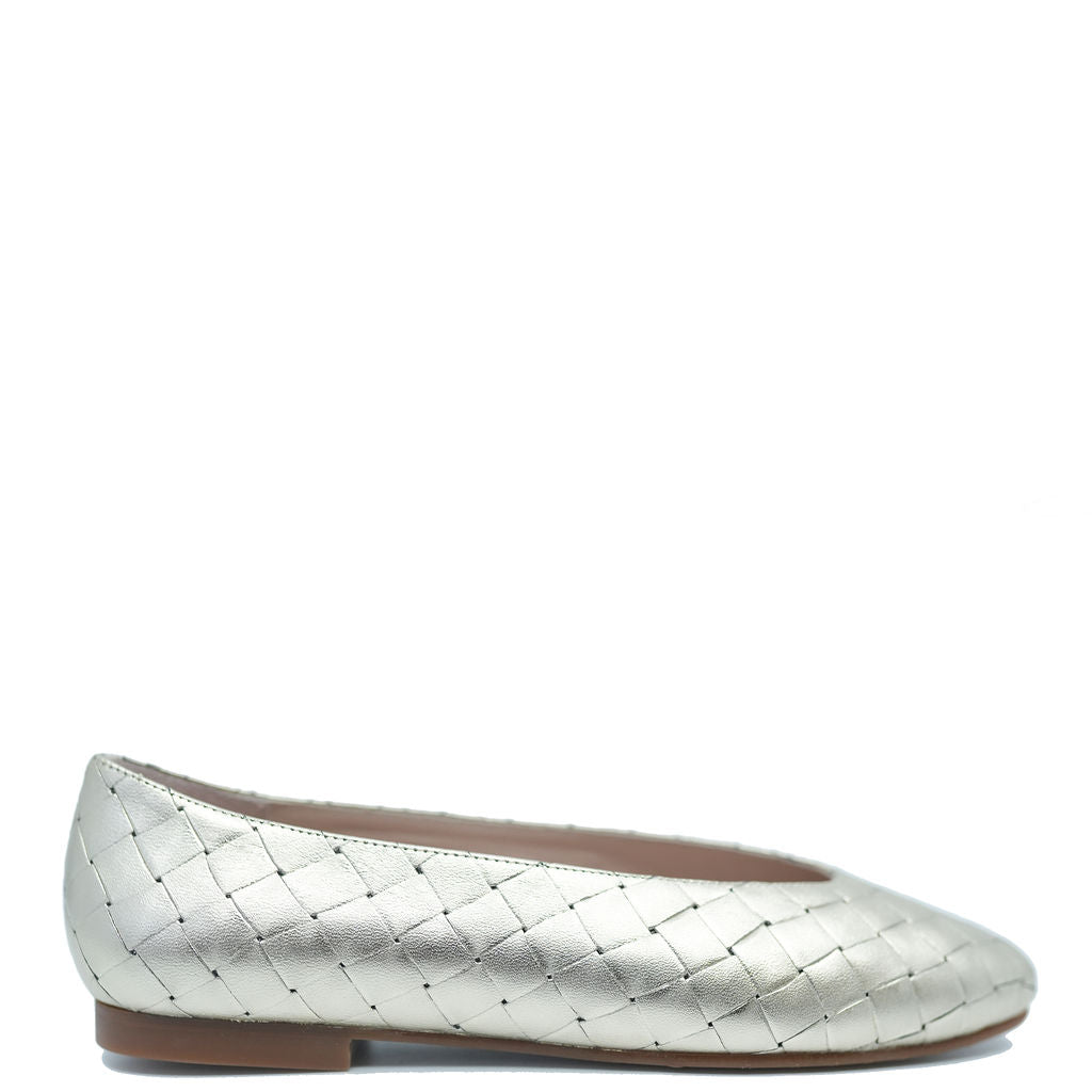 Spain+Co Gold Weave V Flat-Tassel Children Shoes