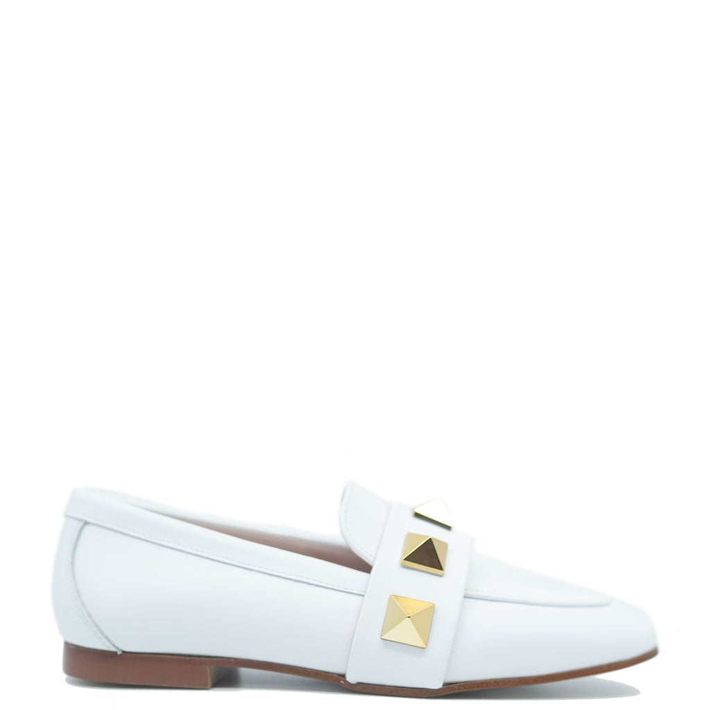 Spain+Co White Stud Loafer-Tassel Children Shoes