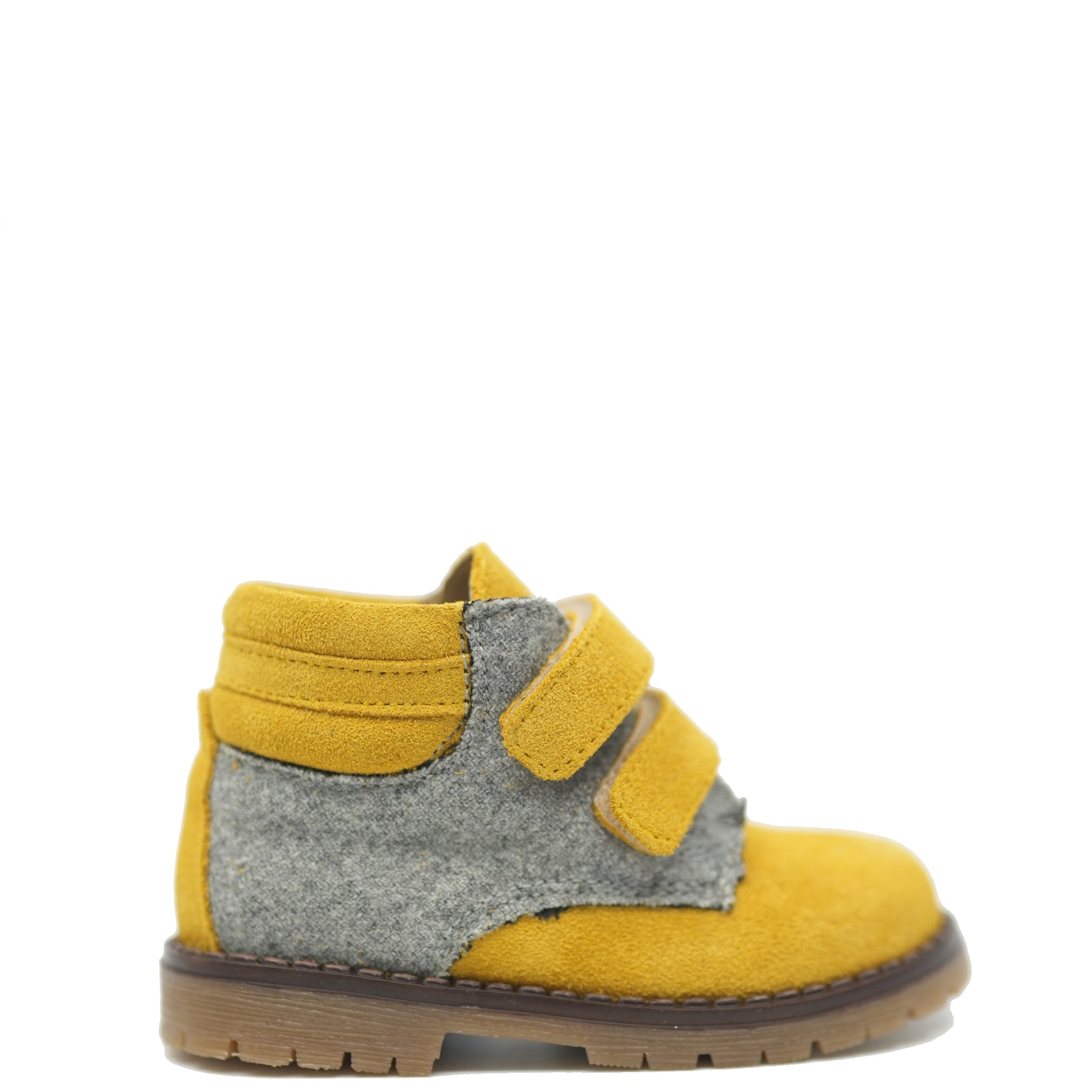 Confetti Yellow And Gray Heather Velcro Baby Bootie-Tassel Children Shoes