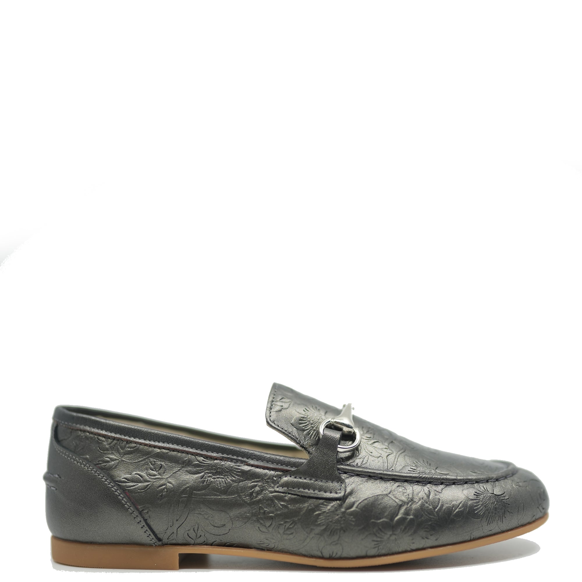Confetti Pewter Stamped Buckle Loafer-Tassel Children Shoes