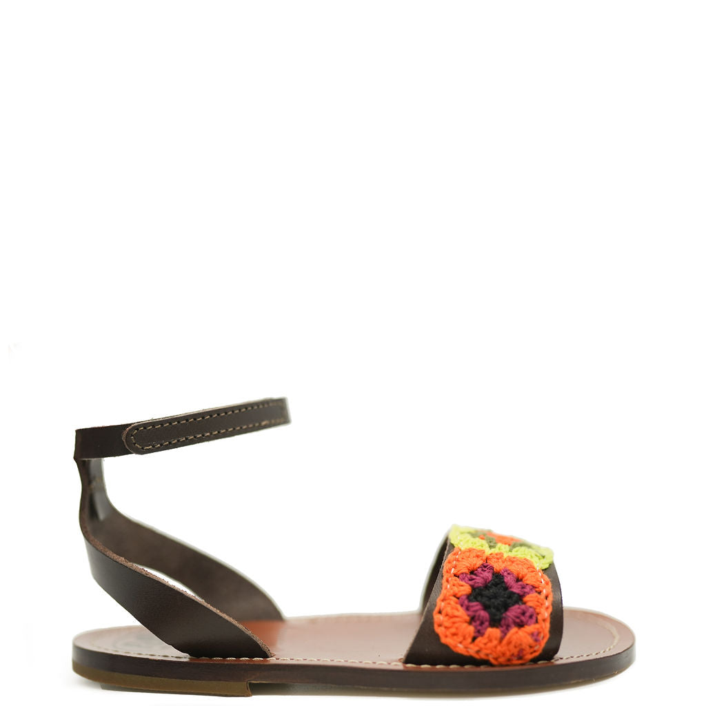 Pepe Brown Crochet Sandal-Tassel Children Shoes